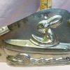 Bunny in boat old metal chocolate mold antique
