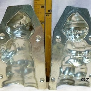 old metal vintage antique chocolate mold for sale boy fishing