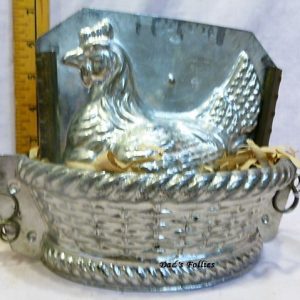 old antique metal vintage chocolate mold for sale hen basket