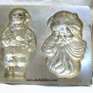 old antique metal vintage chocolate mold for sale flat santa