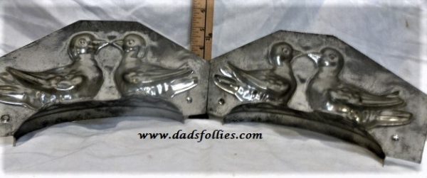 old metal vintage antique chocolate mold for sale unique love birds